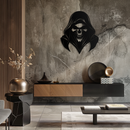 Grim Reaper Hooded Skull Metal Wall Art – Dark Gothic Horror Silhouette Design- KAF637