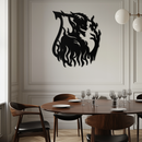Flame Demon Silhouette Metal Wall Art – Fiery Devil Design for Bold Interiors- KAF690