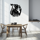 Flame Demon Silhouette Metal Wall Art – Fiery Devil Design for Bold Interiors- KAF690