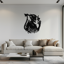Flame Demon Silhouette Metal Wall Art – Fiery Devil Design for Bold Interiors- KAF690