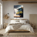 Retro Camper Van Glass Wall Art – Vintage Travel Vibes in UV Printed Style-KAFCD003
