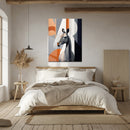 Geometric Giraffe Glass Wall Art – Abstract Animal Design in Modern Earth Tones-KAFCD004