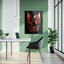 Phoenix Rising Glass Wall Art – Majestic Red & Gold Mythical Bird Design-KAFCD005
