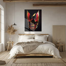 Phoenix Rising Glass Wall Art – Majestic Red & Gold Mythical Bird Design-KAFCD005