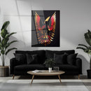 Phoenix Rising Glass Wall Art – Majestic Red & Gold Mythical Bird Design-KAFCD005