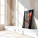 Phoenix Rising Glass Wall Art – Majestic Red & Gold Mythical Bird Design-KAFCD005