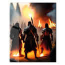 Warrior Battle Scene Glass Wall Art – Epic Medieval Combat in Fiery Detail-KAFCD006