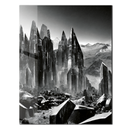 Monochrome Crystal Landscape Glass Wall Art – Black and White Geometric Nature Scene-KAFCD007