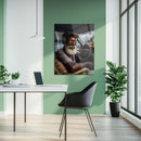 Stormy Taxi Driver Glass Wall Art – Cinematic Urban Portrait in Moody Lightning Scene-KAFCD009