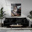 Stormy Taxi Driver Glass Wall Art – Cinematic Urban Portrait in Moody Lightning Scene-KAFCD009