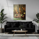 Circuit Board Living Room Glass Wall Art – Futuristic Tech-Inspired Home Scene-KAFCD010