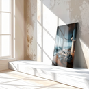 Oceanfront Modern Living Glass Wall Art – Luxurious Coastal Interior Scene-KAFCD014