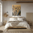 Wheatfield Bird Glass Wall Art – Serene Nature Scene with Golden Light & Minimalist Charm-KAFCD017