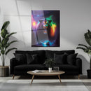 Neon Roaring Bear Glass Wall Art – Psychedelic Cosmic Wildlife Fantasy Scene-KAFCD018
