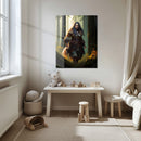 Warrior Huntress Glass Wall Art – Fierce Female Hero in Magical Forest Setting-KAFCD020