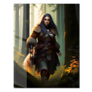 Warrior Huntress Glass Wall Art – Fierce Female Hero in Magical Forest Setting-KAFCD020