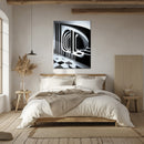 Monochrome Abstract Architecture Glass Wall Art – 3D Optical Illusion UV Print-KAFCD021