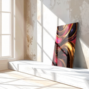 Luxury Gold & Magenta Abstract Glass Wall Art – Glossy UV Print for Modern Interiors-KAFCD026