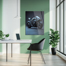 Futuristic Cyberbike Glass Wall Art – High-Tech Motorcycle UV Print Design-KAFCD029