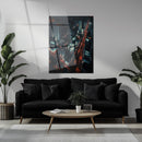 Cyberpunk Cityscape Glass Wall Art – Neon Lit Futuristic Skyline UV Print-KAFCD031