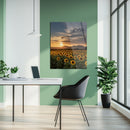 Sunset Sunflower Field Glass Wall Art – Warm Nature Landscape UV Print-KAFCD032