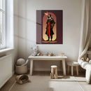 Stylized Warrior Character Glass Wall Art – Bold Heroic UV Print Design-KAFCD034