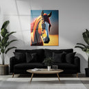 Majestic Horse Portrait Glass Wall Art – Bold Equine UV Print Design-KAFCD035