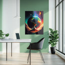 Surreal Planet Earth Glass Wall Art – Fantasy Sci-Fi Landscape UV Print-KAFCD039