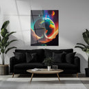 Surreal Planet Earth Glass Wall Art – Fantasy Sci-Fi Landscape UV Print-KAFCD039