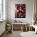 Regal Afro-Futuristic Woman Glass Wall Art – Bold Fashion Portrait UV Print-KAFCD042