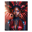 Regal Afro-Futuristic Woman Glass Wall Art – Bold Fashion Portrait UV Print-KAFCD042