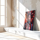 Regal Afro-Futuristic Woman Glass Wall Art – Bold Fashion Portrait UV Print-KAFCD042