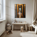 Tiger in the Hallway Glass Wall Art – Surreal Wildlife Encounter UV Print-KAFCD043