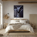 Geometric Feline Sculpture Glass Wall Art – Futuristic Abstract Cat UV Print-KAFCD046