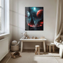 Alien Planet Landscape Glass Wall Art – Sci-Fi Cosmic UV Print Design-KAFCD055