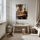 Medieval Strategy Game Glass Wall Art – Fantasy Kings Playing UV Print-KAFCD057