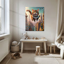 Flying Happy Cat Glass Wall Art – Fantasy City Adventure UV Print-KAFCD058