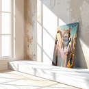 Flying Happy Cat Glass Wall Art – Fantasy City Adventure UV Print-KAFCD058