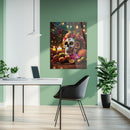 Day of the Dead Skull Glass Wall Art – UV Printed Floral Calavera Decor-KAFCD062