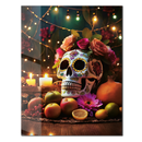 Day of the Dead Skull Glass Wall Art – UV Printed Floral Calavera Decor-KAFCD062