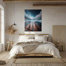 Winter Dock & Fox Under Starry Sky – Serene UV Glass Wall Art-KAFCD063