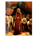 Queen of the Lions UV Glass Wall Art – Regal Woman with Lions in Sunlit Cave-KAFCD067