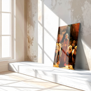 Queen of the Lions UV Glass Wall Art – Regal Woman with Lions in Sunlit Cave-KAFCD067