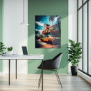 Tropical Abandoned Car UV Glass Wall Art – Rusty Vintage Ride by the Deserted Motel-KAFCD069