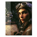 Vintage Astronavigator UV Glass Wall Art – Female Pilot with Star Map-KAFCD077