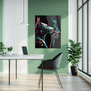 Cybernetic Canine Smoking Portrait – Futuristic Neon Dog UV Glass Wall Art-KAFCD078