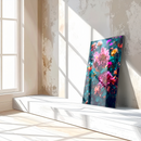 Romantic Floral Bloom – Colorful UV Glass Wall Art with Botanical Elegance-KAFCD081