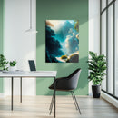 Mystic Snowy Forest Path – Serene Winter Landscape UV Glass Wall Art-KAFCD084