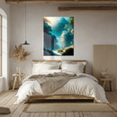 Mystic Snowy Forest Path – Serene Winter Landscape UV Glass Wall Art-KAFCD084