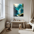 Mystic Snowy Forest Path – Serene Winter Landscape UV Glass Wall Art-KAFCD084